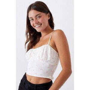 PacSun LA Heart White and Pink Butterfly Ruched Bustier Tank Top